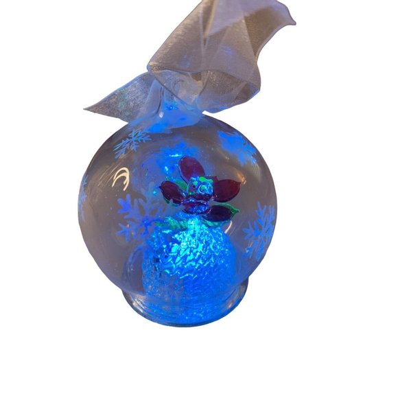 Handblown Glass Globe Ornament LED ChangingColor or Solid Light Flower NEW BATT - Picture 5 of 15